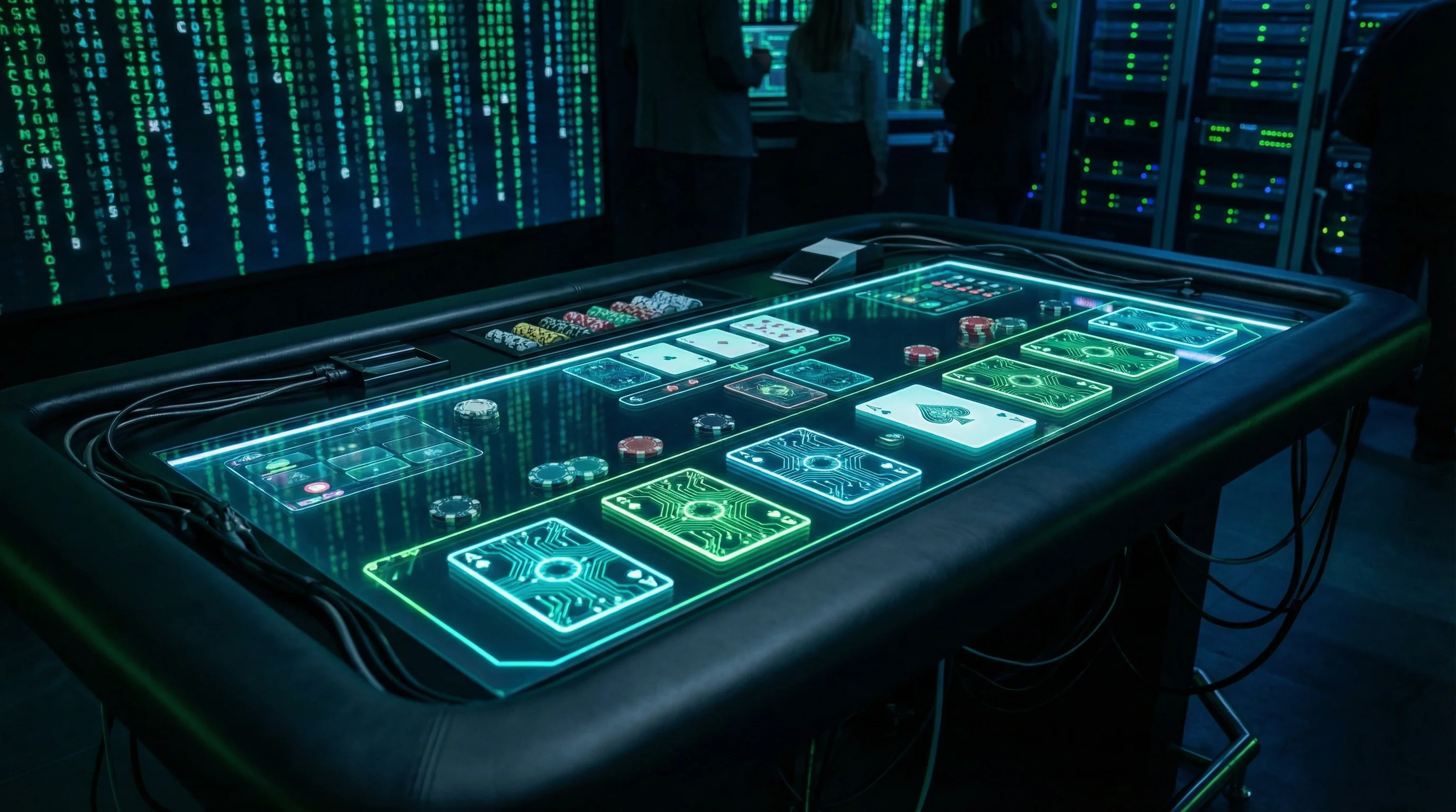 Mesa de bacará elegante com tema hacker no bethorse